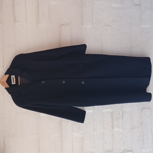 Kristen Blake Jackets & Blazers - Kristen Blake Virgin Wool Cashmere Blend Full Length Coat, Blue, Pockets, Lined